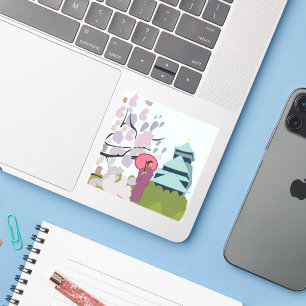 Pegatina Blossom de cerezo japonés Geisha Kimono