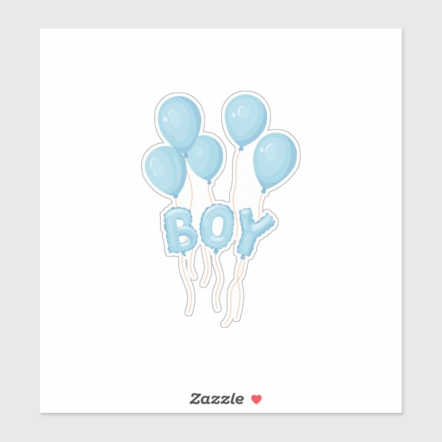 Pegatina Blue Baby Boy Balloon Celebration  (Hoja)