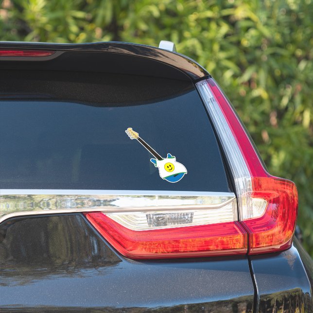 Pegatina Blue Bass wearing a Happy Face Shirt Sticker (Lado del coche)