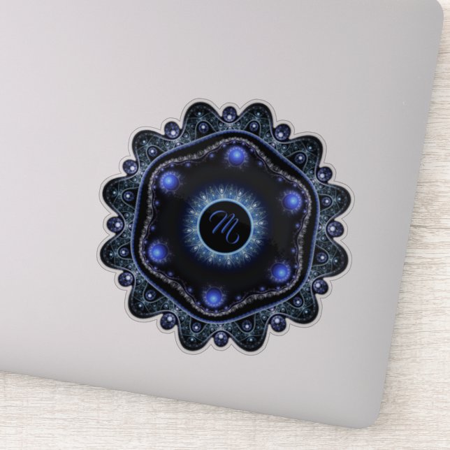 Pegatina Blue Black Verde azulada Brillo de encaje Boho Man (Detalle)