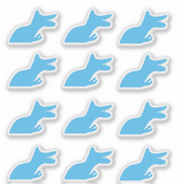Pegatina Blue Dinosaur Tyrannosaur Custom-Cut Vinyl Sticker (Anverso)