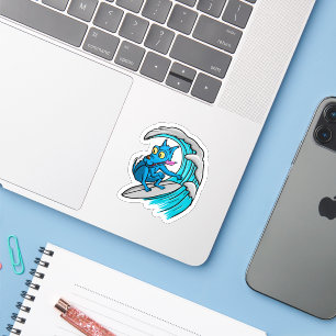 Pegatina Blue dog surfer