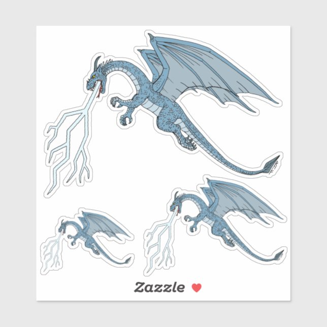 Pegatina Blue Dragon Spitting Lightning (Hoja)