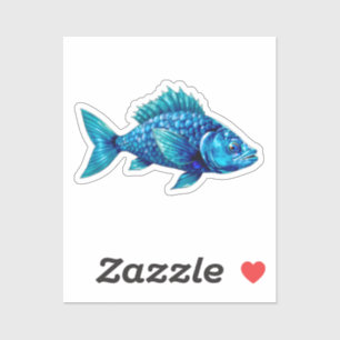 Pegatina Blue Fish with Spiky Fins and Scales