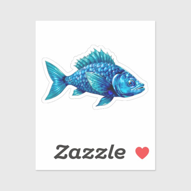 Pegatina Blue Fish with Spiky Fins and Scales (Hoja)