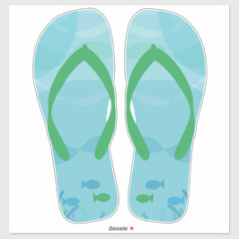 Pegatina Blue Green Beach Flip Flops Beach Sandalias