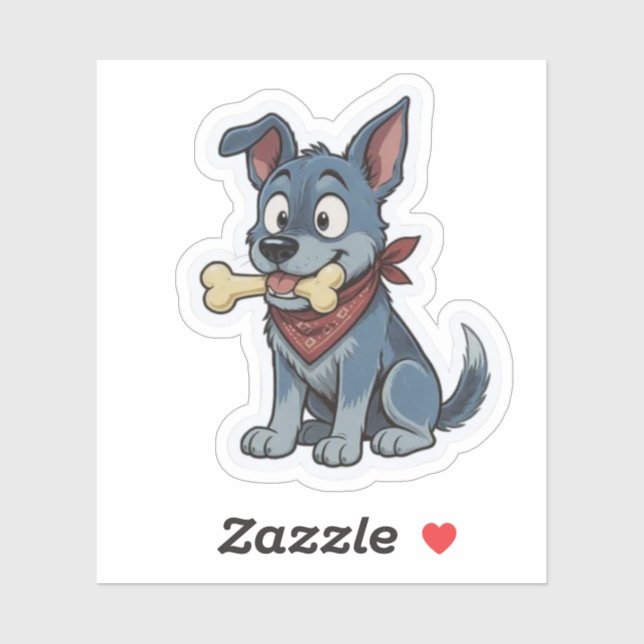 Pegatina Blue Heeler con hueso (Hoja)