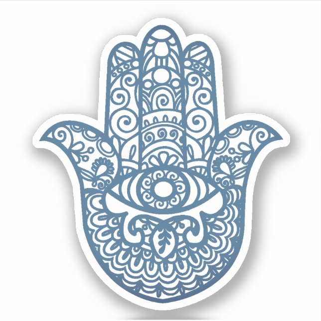 Pegatina Blue Khamsa Hand Buena suerte (Anverso)