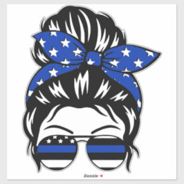 Pegatina Blue Line Messy Bun Sticker (2"–4") | T