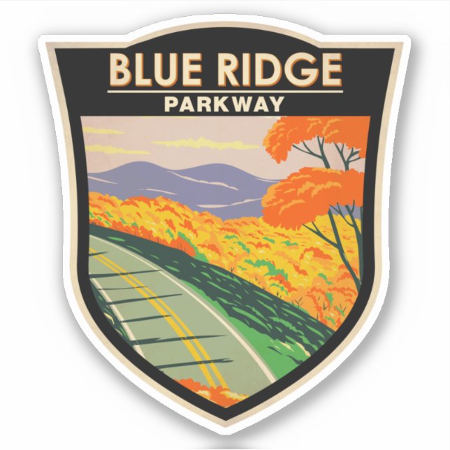 Pegatina Blue Ridge Parkway Vintage (Anverso)