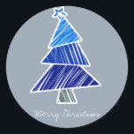 Pegatina Blue Sketchy Christmas Tree<br><div class="desc">Patrón lindo y colorido con árboles de navidad garabateados. Un regalo perfecto para los Navidades.</div>