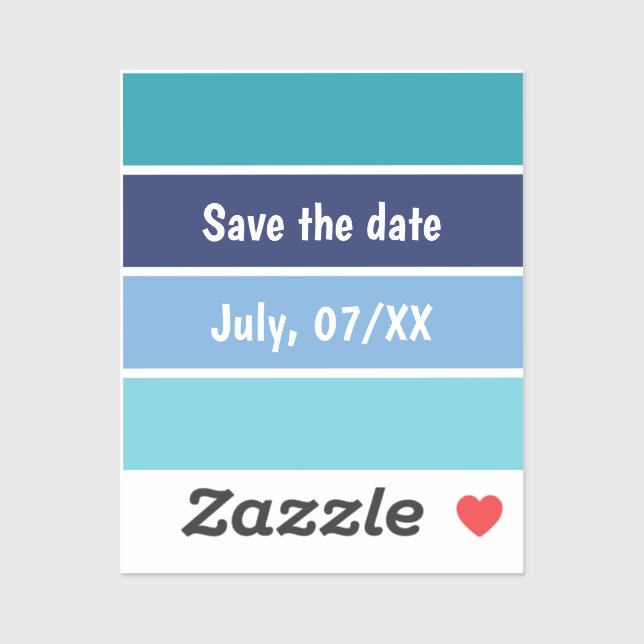 Pegatina Blue Striped Save the Date (Hoja)