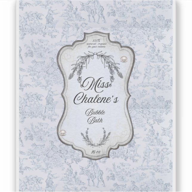 Pegatina Blue Vintage Bubble Bath Cosmetic Jar Bottle  (Anverso)