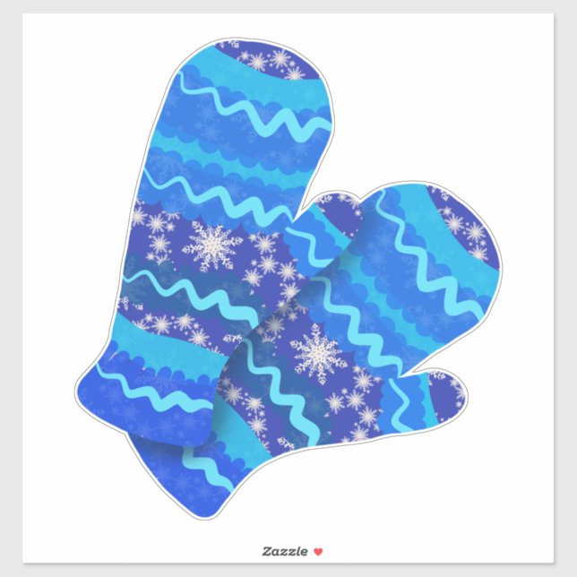 Pegatina Blue Winter Mittens | Vacaciones grandes (Hoja)