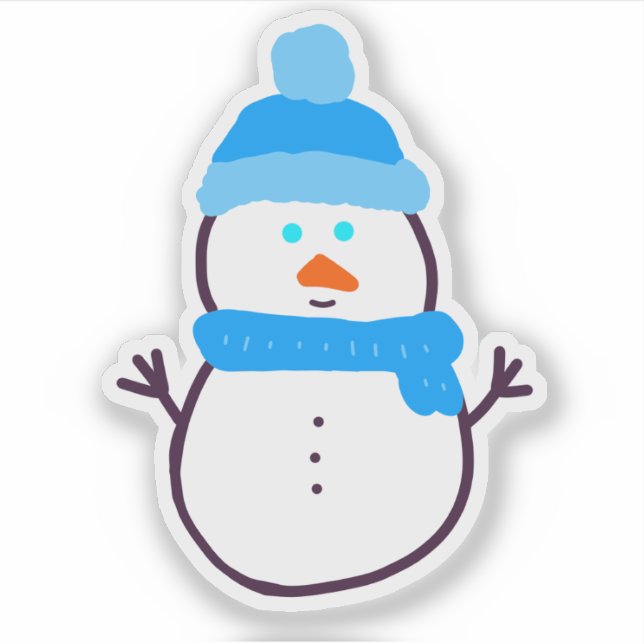 Pegatina Blue Winter Snowman (Anverso)