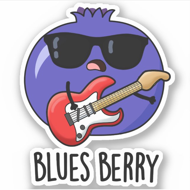 Pegatina Blues Berry Funny Fruit Pun (Anverso)