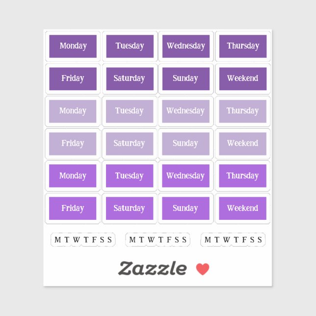 Pegatina Blurbs. Días De La Semana - Morado Hues (Hoja)