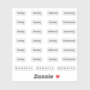 Pegatina Blurbs. Días De La Semana - Transparente (DEUTSCH)