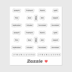 Pegatina Blurbs. Meses Del Año 2025 2026 - Transparente