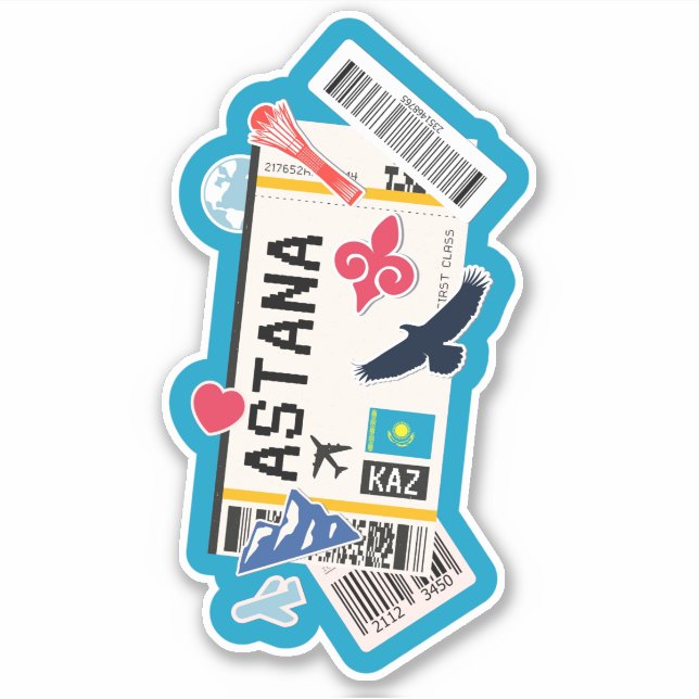 PEGATINA BOARDING PASS ASTANA KAZAJSTÁN (Anverso)