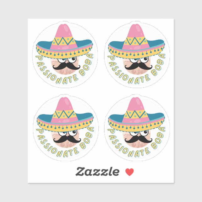 Pegatina Boba apasionada - Paquete de 4 (Hoja)