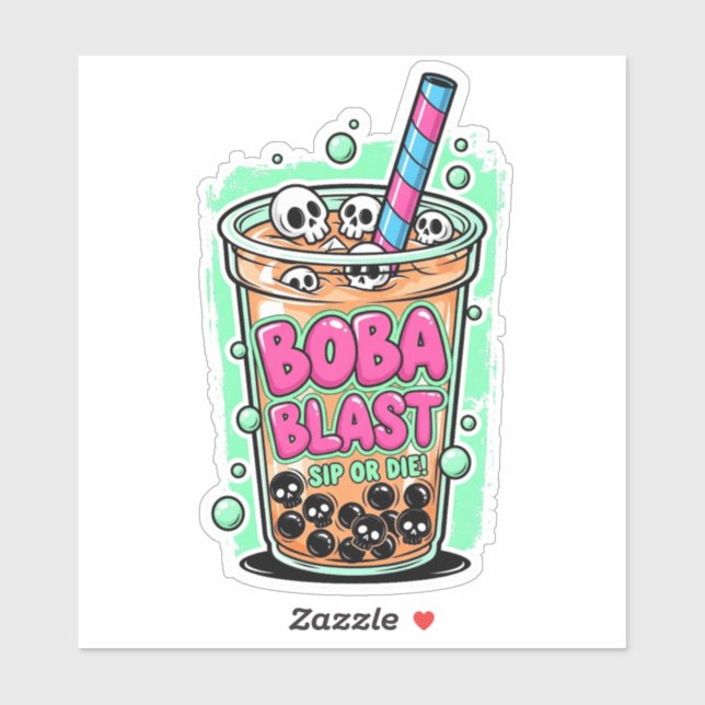 Pegatina Boba Blast – Sip or Die! Vinyl Sticker (Hoja)