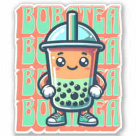 Pegatina Boba Bubble Tea Kawaii Cute Personalizado