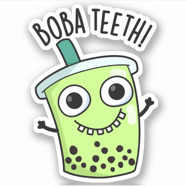Pegatina Boba Teeth Funny Boba Tea Pun (Anverso)