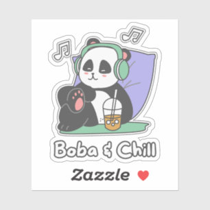 Pegatina Boba y Chill, Bubble Tea Boba Kawaii