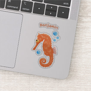 Pegatina Bóbulas de caballito de mar naranja personalizado