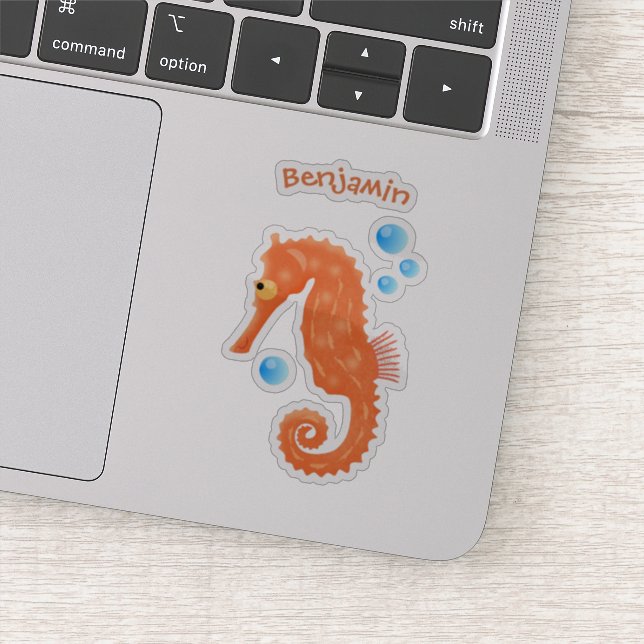 Pegatina Bóbulas de caballito de mar naranja personalizado  (Detalle)