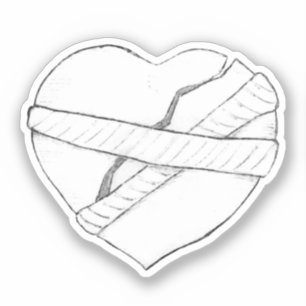 Pegatina Boceto de Corazón Roto