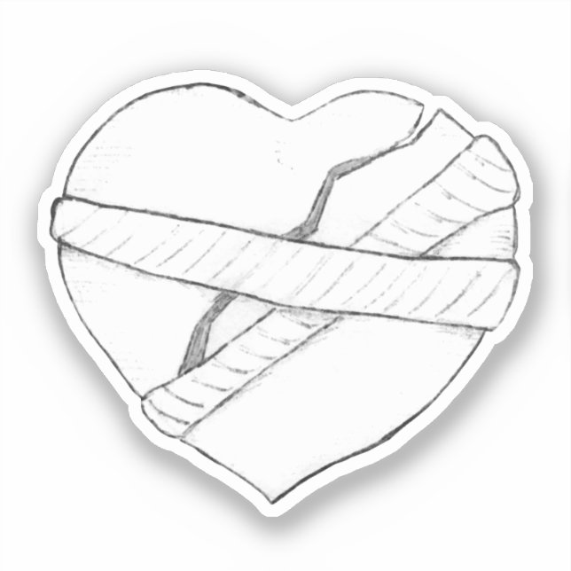 Pegatina Boceto de Corazón Roto (Anverso)