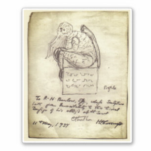 Pegatina Boceto de Cthulhu por Lovecraft