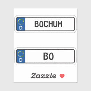 Pegatina Bochum kennzeichen, Placa de licencia para automóv