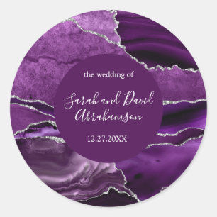 Pegatina boda Agate Purpurina Purple e SIlver