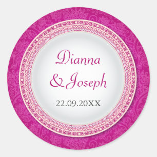 Pegatina Boda barroco Fuchsia Plaque