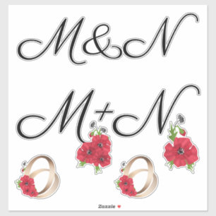 Pegatina boda, boda, letras, tipografía, fl