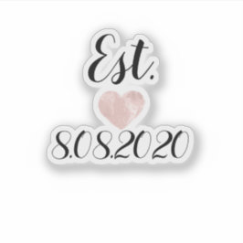 Pegatina Boda Calzado Nombre Decal Fecha Script Rosa Corazó