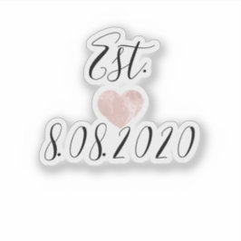 Pegatina Boda Calzado Nombre Decal Fecha Script Rosa Corazó