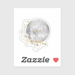 Pegatina Boda de acuarela de oro de flores silvestres de lu