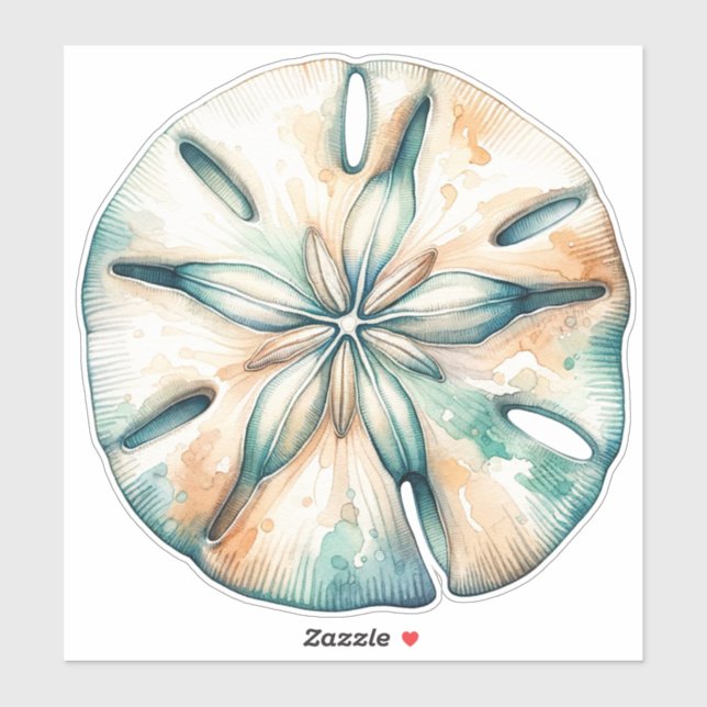 Pegatina Boda de acuarela Sand Dollar Ocean Splash Sea (Hoja)