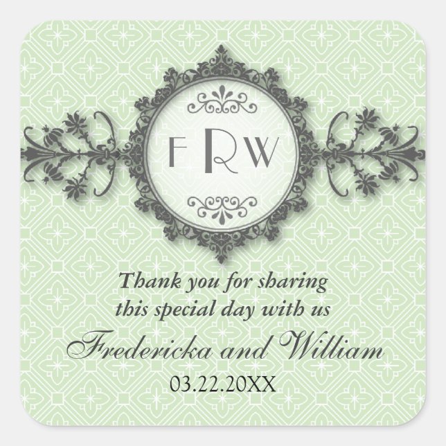 Pegatina Boda de banda Art Deco (Anverso)