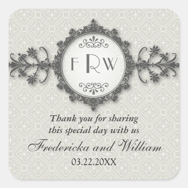 Pegatina Boda de banda Art Deco (Anverso)