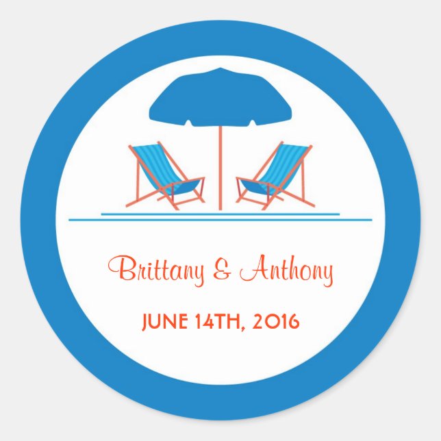 Pegatina Boda de Beach Chair (Anverso)