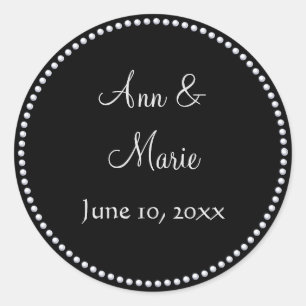Pegatina Boda de Black and Silver Faux