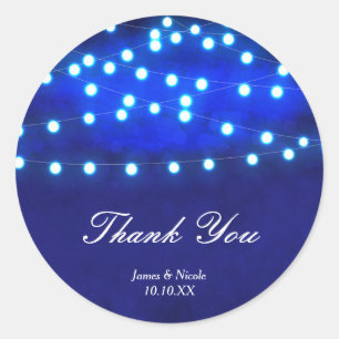 Pegatina Boda de Blue Rustic Night String Lights