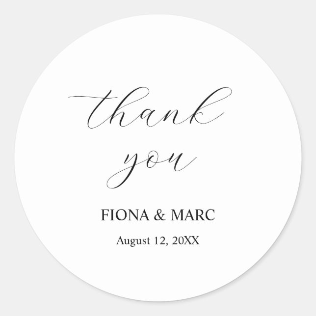 Pegatina boda de caligrafía elegante y simple (Anverso)