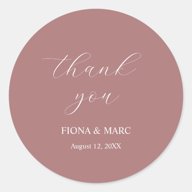 Pegatina boda de caligrafía elegante y simple (Anverso)