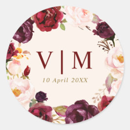 pegatina boda de color rojo burdeos adorable